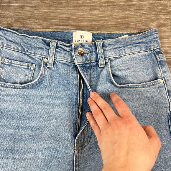 Anine Bing High Waisted Light-Wash Denim Straight Leg Jeans (Sz 27) - Picture 9 of 12